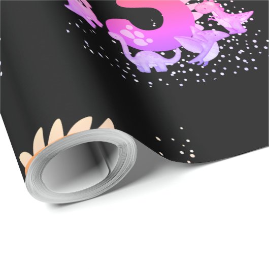 3rd Birthday. Dinosaur Design. My third birthday. Cadeaupapier (Rol Hoek)