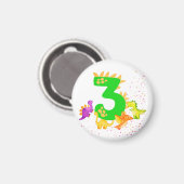 3rd Birthday. Dinosaur Design. My third birthday.  Magneet (Voorkant / Achterkant)