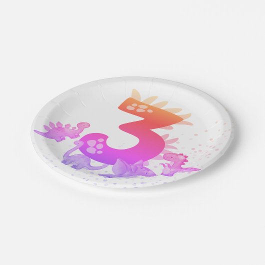 3rd Birthday. Dinosaur Design. My third birthday.  Papieren Bordje (Gekanteld)