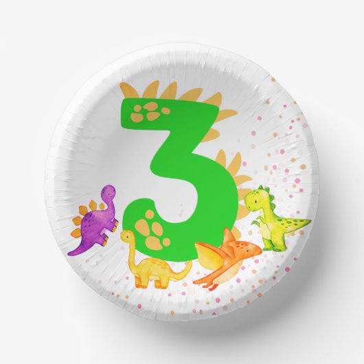 3rd Birthday. Dinosaur Design. My third birthday. Papieren Kommen (Voorkant)