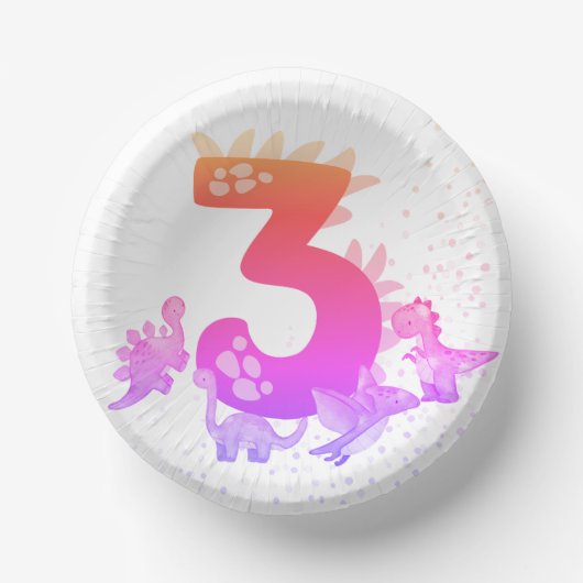 3rd Birthday. Dinosaur Design. My third birthday. Papieren Kommen (Voorkant)