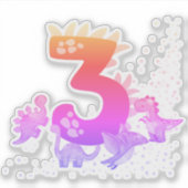 3rd Birthday. Dinosaur Design. My third birthday. Sticker (Voorkant)