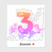 3rd Birthday. Dinosaur Design. My third birthday. Sticker (Vel)