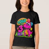 3rd Birthday Dinosaur Roar I'm A Three Rex Kids Tri-Blend Shirt (Voorkant)
