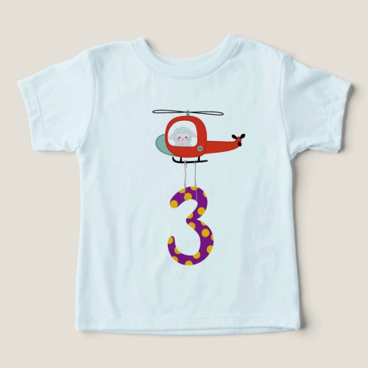 3rd Birthday Firefighter Helicopter Shirt (Design voorkant)
