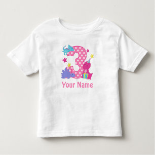 3rd Birthday Girl Dinosaur Personalized T Shirt