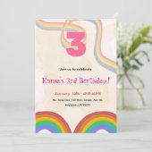 3rd Birthday Invitation Girl Editable Rainbow (Debout devant)