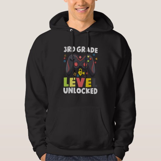 3rd Grade Level Unlocked Video Game Back To School Hoodie (Voorkant)