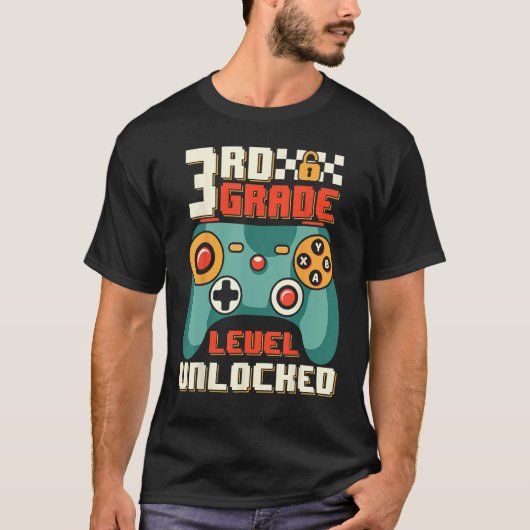 3rd Grade Level Unlocked Video Game Back To School T-shirt (Voorkant)