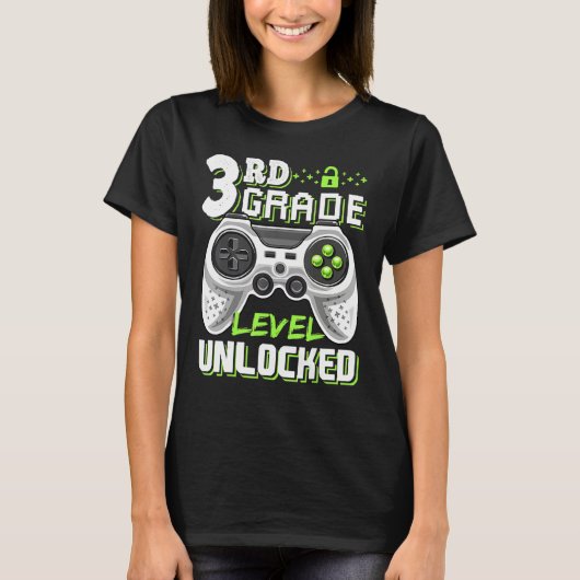 3rd Grade Level Unlocked Video Game Back To School T-shirt (Voorkant)