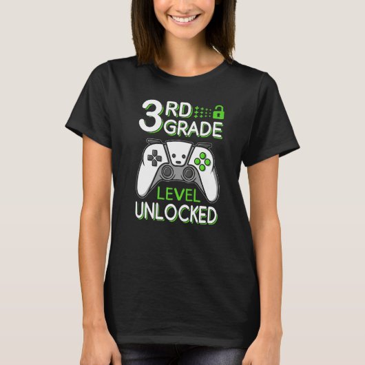 3rd Grade Level Unlocked VideoGame Gamer Back to S T-shirt (Voorkant)