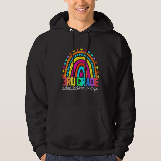 3rd grade rainbow leopard teacher team third grade hoodie (Voorkant)