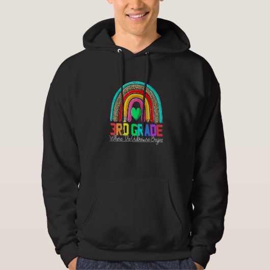 3rd grade rainbow leopard teacher team third grade hoodie (Voorkant)