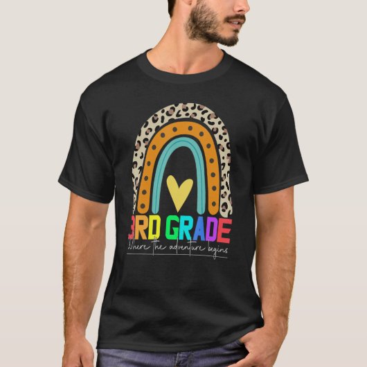3rd grade rainbow leopard teacher team third grade t-shirt (Voorkant)