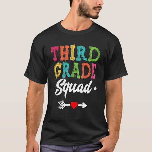 3rd Grade Squad Third Teacher Student Team Back To T-shirt (Voorkant)
