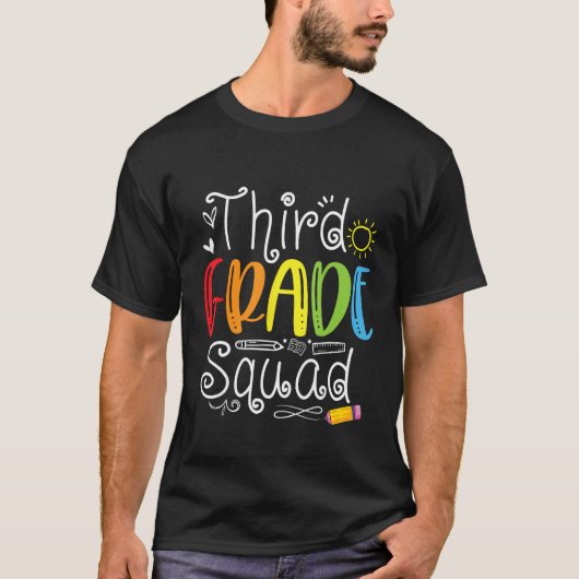 3rd Grade Squad Third Teacher Student Team Back To T-shirt (Voorkant)