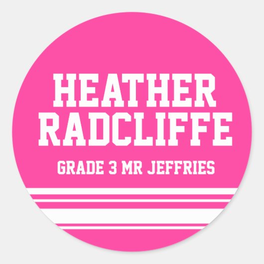 3rd Grader school onderwijs naam id sticker roze (Voorkant)