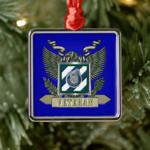 3rd ID Infanteriedivisie Kerst Metalen Ornament
