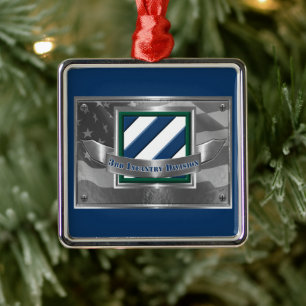 3rd ID Infanteriedivisie Kerst Metalen Ornament