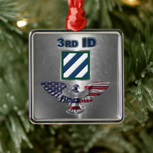 3rd ID Infanteriedivisie Kerst Metalen Ornament