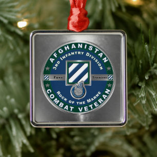 3rd ID Infanteriedivisie Kerstmis Afghanistan Vet Metalen Ornament