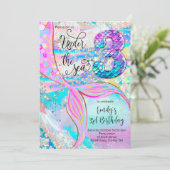 3rd Mermaid Birthday Under the Sea Invitation (Debout devant)