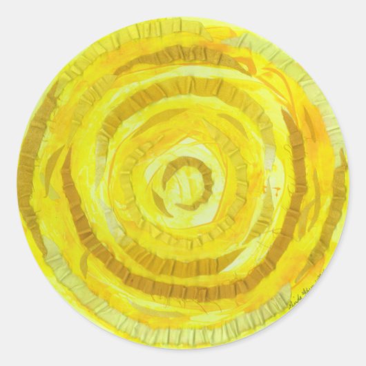 3rd-solar plexus chakra-#2 geel kunstwerk ronde sticker (Voorkant)