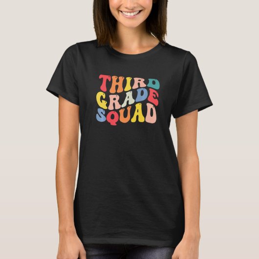 3rd Third Grade Squad Teacher Back To School Retro T-shirt (Voorkant)