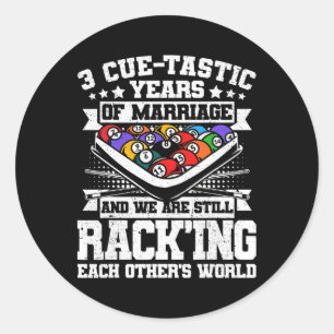 3rd Wedding Jubileum Pool Biljart 3 jaar Mar Ronde Sticker