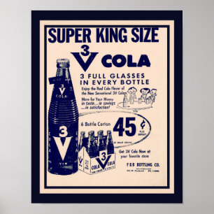  3V Cola Advertisement 1960 Poster
