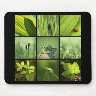 3x3 foto's van groene natuur Mousepad Muismat