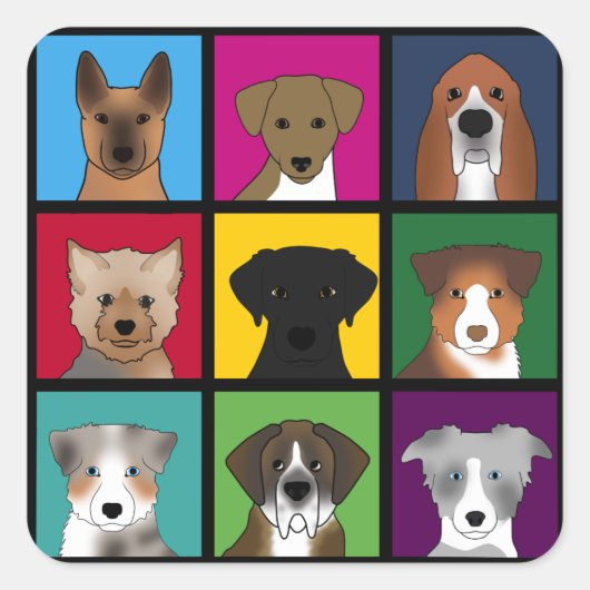 3x3 Hunde Vierkante Sticker (Voorkant)