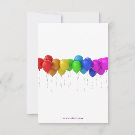 3x5 Balles arc-en-ciel Invitation d'anniversaire (Dos)