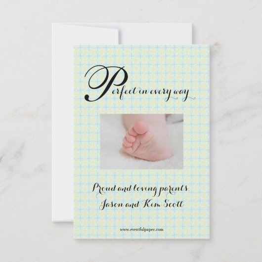 3x5 Beau script Baby Invitation garçon ou fille (Dos)