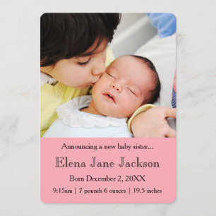 3x5 Broeder kondigt zuster's Birth Pink aan Aankondiging