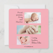 3x5 Broer kondigt geboorte van zus aan Aankondiging (Achterkant)