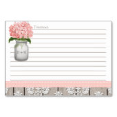 3x5 Cartes de recette Mason Hydrangea Mason Rose (Dos)