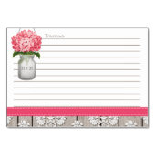 3x5 Cartes de recettes de pot Mason Hydrangea rose (Dos)