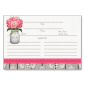 3x5 Cartes de recettes de pot Mason Hydrangea rose (Devant)
