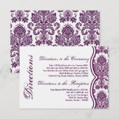 3x5 Direction Card Plum Paars Damask Lace Informatiekaartje (Voorkant / Achterkant)