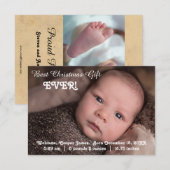 3x5 Faire-part de naissance Meilleur cadeau de Noë (Devant / Derrière)