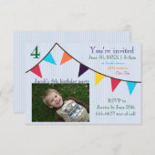 3x5 Garçons Invitation Anniversaire Bannière Bleue (Devant / Derrière)