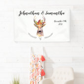 3'x5' gepersonaliseerde banner Boho Deer Buck Head (Insitu)