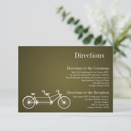 3x5-kaart Whimsical Brown Double Bike Informatiekaartje (Staand voorkant)
