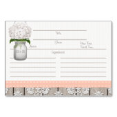 3x5 Peach Hydrangea Mason Jar Recept Kaarten (Voorkant)