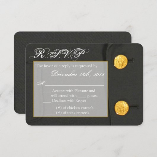 3x5 R.S.V.P. Carte de réponse ARMÉE ROBE VERTS UNI (Devant / Derrière)