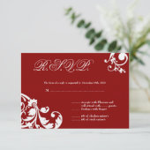 3x5 R.S.V.P. Carte de réponse Crimson Red Floral F (Debout devant)