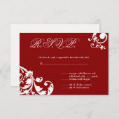 3x5 R.S.V.P. Carte de réponse Crimson Red Floral F (Devant / Derrière)
