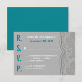 3x5 R.S.V.P. Carte de réponse Dentelle en damas gr (Devant / Derrière)