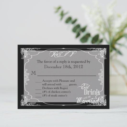 3x5 R.S.V.P. Carte de réponse Manger Boire être ma (Debout devant)